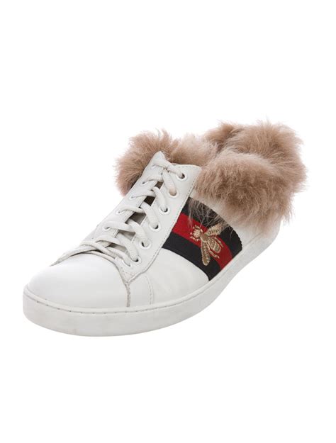 gucci ace sneakers low top|Gucci ace sneakers with fur.